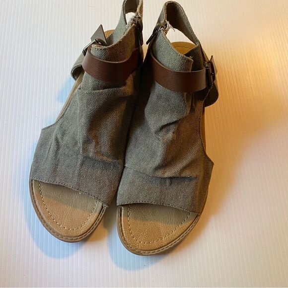 Blowfish tan Balla slouchy wedge zip high top ankle strap canvas sandal 8.5 - Picture 9 of 9